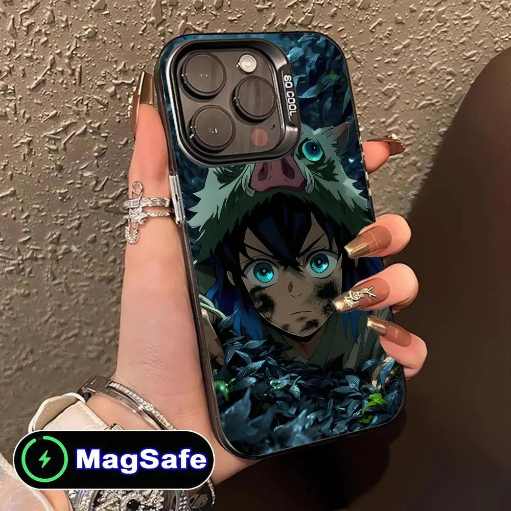 Demon Slayer Inosuke Phone Case for iPhone 16 15 14 13 12 11 Pro Max Plus MagSafe Translucent Colour Protective Smartphone Cover