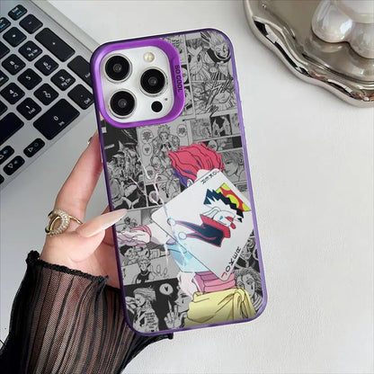H-Hisoka H-Hunter X Hunter Phone Case For IPhone 17 16 15 14 13 12 Pro Max Plus Multicolor Matte Silver-Plated Protective Case
