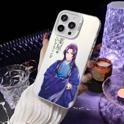 Anime the Apothecary Diaries Phone Case For iPhone 16 15 14 13 12 11 Pro Max White Purple Matte Laser Metallic Aurora Funda