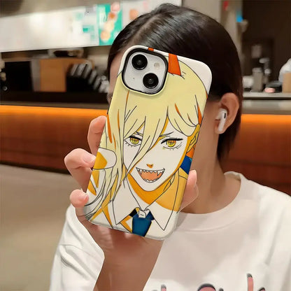 Power Chainsaw Man Anime Phone Case Hard PC For IPhone 16 Pro Max 16 15 14 Plus 13 12 11 Two-in-one Glossy HD Cover