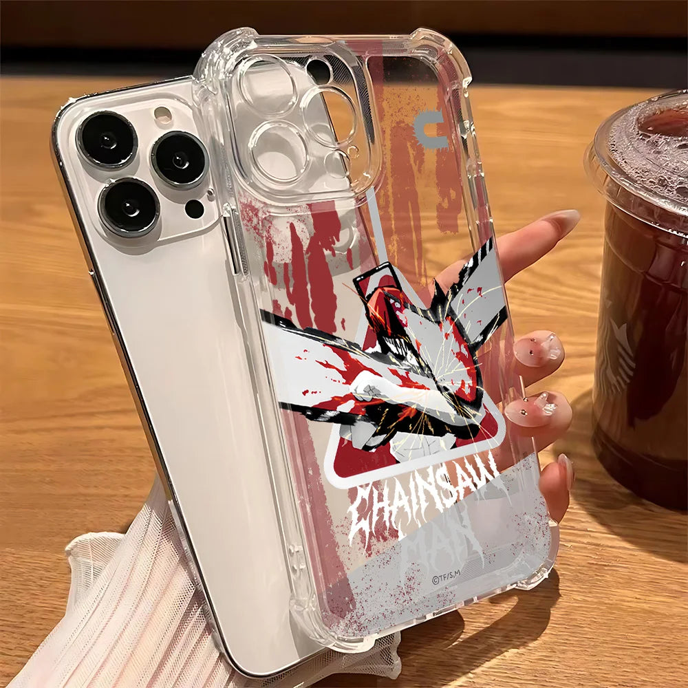Chainsaw Man Anime Anti Fall Clear Phone Case For Xiaomi Redmi 14C 13C 12C K50 K40 Note 14 13 12 11 10 9S A1 A2 Pro Plus 4G 5G