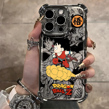 Luxury D-Dragons G-Gokus Plating Phone Case For iPhone 17 17e 16e 16 15 14 13 12 11 Pro Max XSMax Mini Air Plus Anti-Fall Balls