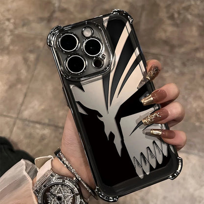 New HotAnime Cool BLEACH Plating Case For iPhone 16 15 14 13 12 11 Pro Max X XR XSMax 7 8 6 Plus Anti-Fall Airabag Back Cover