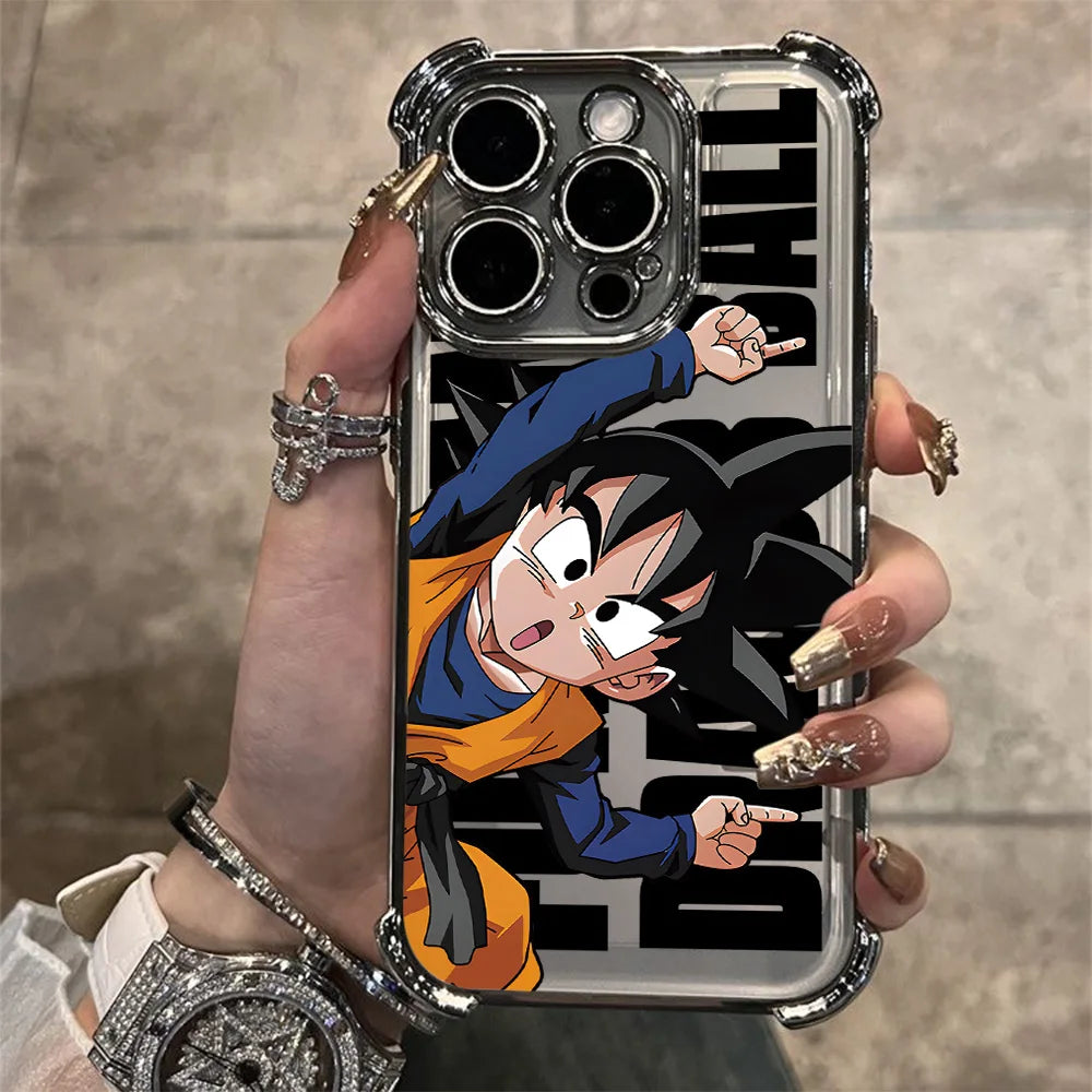 Hot Dragon Ball Plating Phone Case For iPhone 17 17e 16e 16 15 14 13 12 11 Pro Max X XR XSMax 7 8 Mini Air Plus Anti-Fall