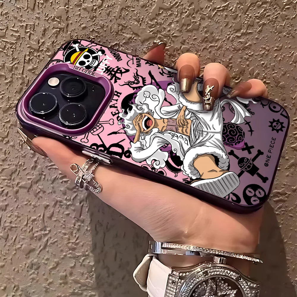 Anime O-Ones Pieces Luffys Zoros Magnetic Case for iPhone 12 13 14 15 16 17 Air Pro Max Plus Soft Silver Plated Anti Fall Cover