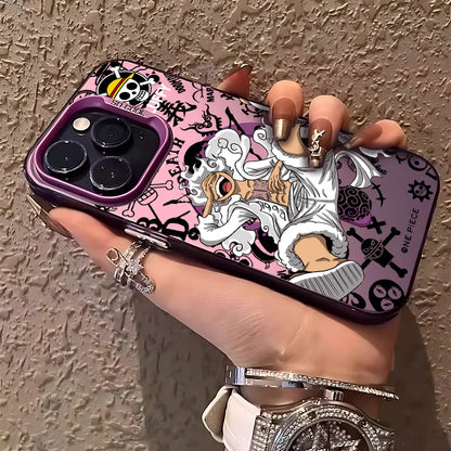Anime O-Ones Pieces Luffys Zoros Magnetic Case for iPhone 12 13 14 15 16 17 Air Pro Max Plus Soft Silver Plated Anti Fall Cover
