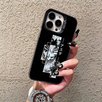 Asta Cartoon B-Black Clover Phone Case For IPhone17 Air 16 15 14 Plus 13 12 11 Pro 7 8 XS Max XR Silver Black Bumper Case
