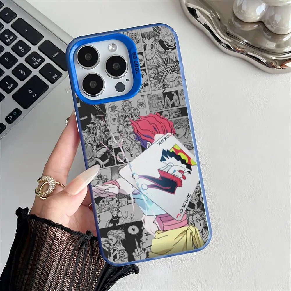 H-Hisoka H-Hunter X Hunter Phone Case For IPhone 17 16 15 14 13 12 Pro Max Plus Multicolor Matte Silver-Plated Protective Case