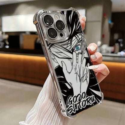 Anime Jujutsu Kaisen Gojo Plating Case For iPhone 16 15 14 13 12 11 Pro Max X XR XSMax 7 8 Plus Anti-Fall Airabag Back Cover