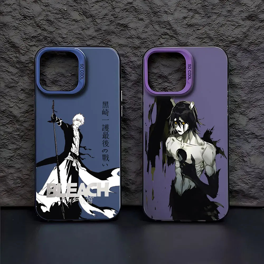 Black Anime Bleachs Kurosaki Ichigo Phone Case For iPhone 16 15 14 13 12 11 Pro Max X XR XSMAX 8 7 Plus Candy Matte Back Cover