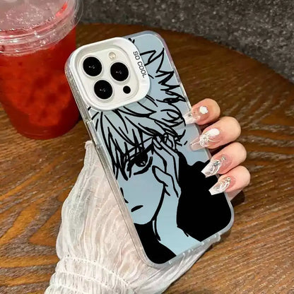 1pc Anime Killua Hunter X Hunter Phone Case Laser IMD Color Silver Shell For IPhone 17 16 15 14 13 12 11 Air Pro Max Plus