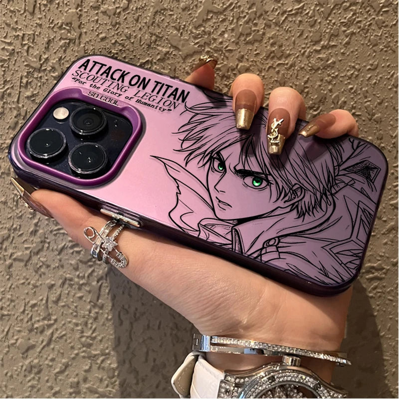 ATTACK ON TITAN MIKASA EREN YEAGER Couple Hard Case for iPhone 12 17 Air Pro Max 16 15 11 14 13 Pro Max XS X XR Plus 8 7 SE 2020