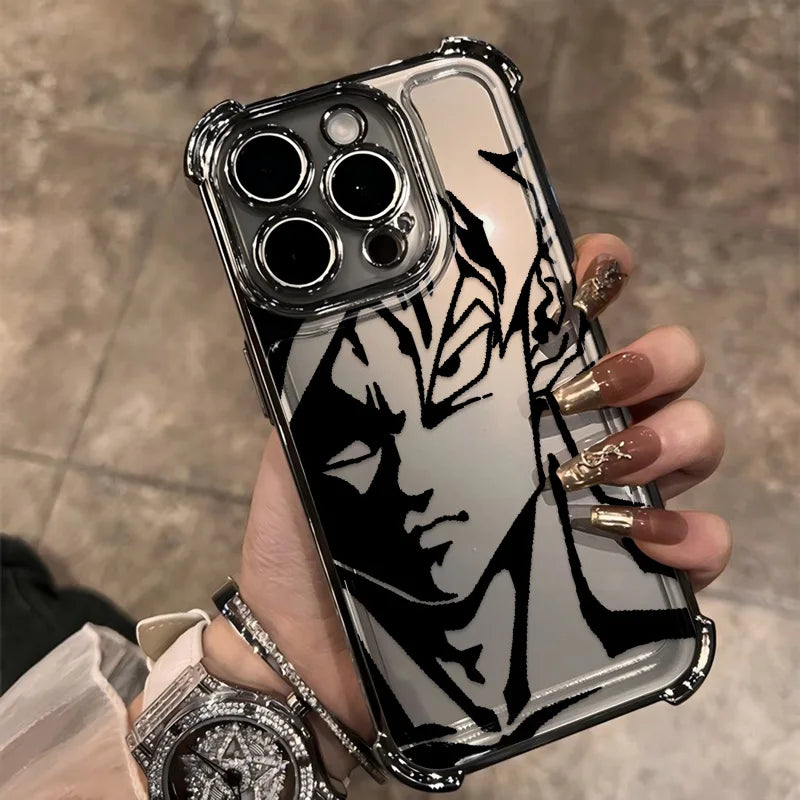 Black Comics D-Dragons Plating Phone Case For iPhone 17 17e 16e 16 15 14 13 12 11 ProMax Mini Air Plus Anti-Fall Airabag B-Balls