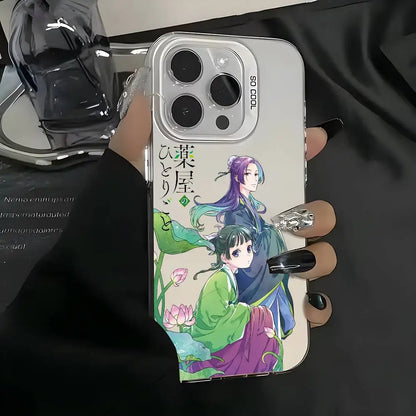 Anime the Apothecary Diaries Phone Case For iPhone 16 15 14 13 12 11 Pro Max White Purple Matte Laser Metallic Aurora Funda