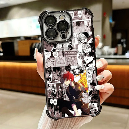 MHA My Hero Todoroki Shoto Soft Phone Case For iPhone 15 16 17 Air 14 Pro Max 16E Plus 13 12 Mini Plating Anti-Fall Fundas