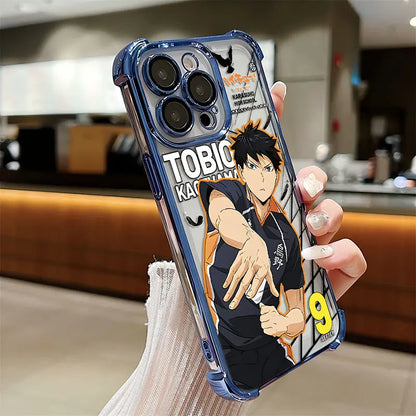 Anime Haikyuu Shoyo Hinata Plating Case For iPhone 16 15 14 13 12 11 Pro Max X XR XSMax 7 8 Plus Anti-Fall Airabag Back Cover