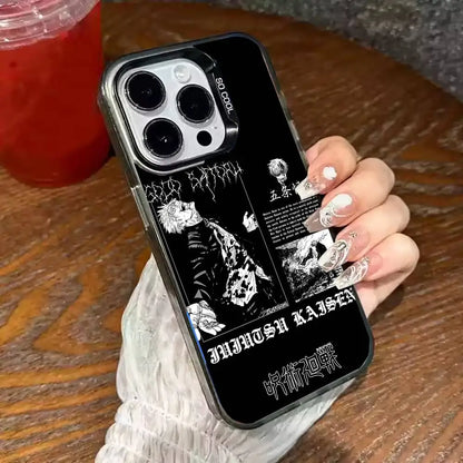 Anime J-Jujutsu K-Kaisen Gojo Phone Case IMD Phone Case For iPhone 16 15 14 13 12 11 Pro Max Plus Color Silver Cover