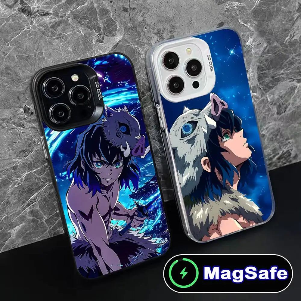 Demon Slayer Inosuke Phone Case for iPhone 16 15 14 13 12 11 Pro Max Plus MagSafe Translucent Colour Protective Smartphone Cover