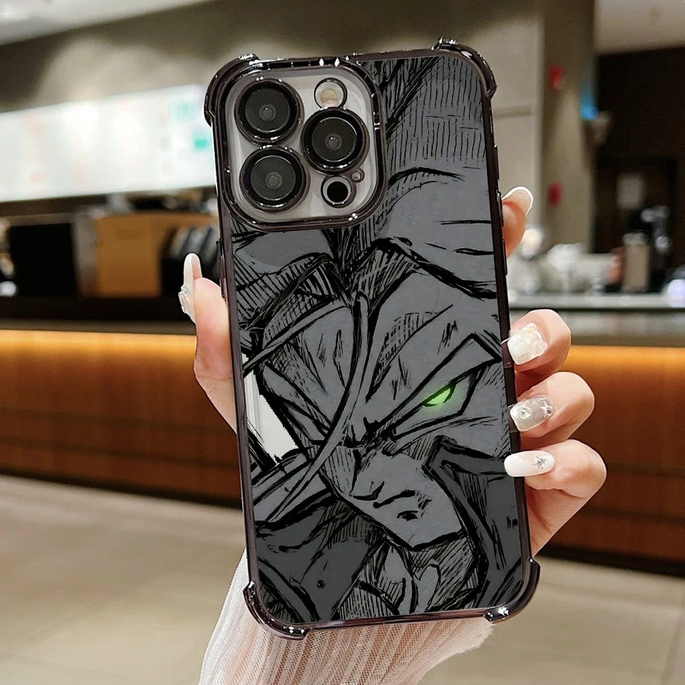 Dragon Ball anime sketch Plating Phone Case For iPhone 17 17e 16 15 14 13 12 11 Pro Max X XR 7 8 Mini Air Plus Anti-Fall Airabag