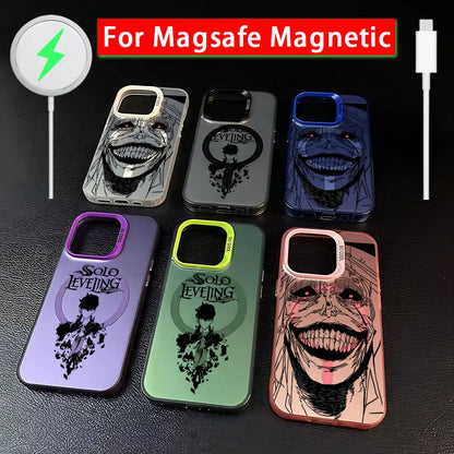 Anime Solos Levelings Magsafe Magnetic Phone Case for IPhone 11 12 13 14 15 16 Pro Max Plus Lens Creative Border Cover