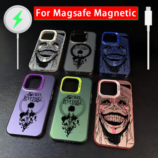 Anime Solos Levelings Magsafe Magnetic Phone Case for IPhone 11 12 13 14 15 16 Pro Max Plus Lens Creative Border Cover