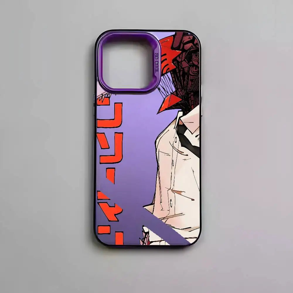 Anime C-Chainsaw Man Phone Case For iPhone 17 16 15 14 13 12 11 Pro Max Air multicolor Matte Laser Metallic Aurora Funda