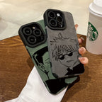 Luxury Gojo Satoru Geto Suguru lovely Suede Leather Silicone Case protection for iPhone 17 16 15 13 12 11 14 Pro Max XS XR Coque