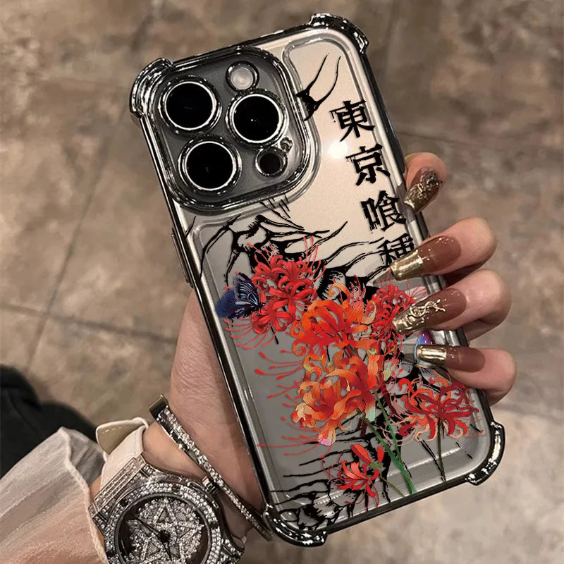 New Cool T-Tokyo Ghoul Anime Plating Phone Case For iPhone 17 17e 16 15 14 13 12 11 Pro Max X XR XSMax Mini Air Plus Anti-Fall