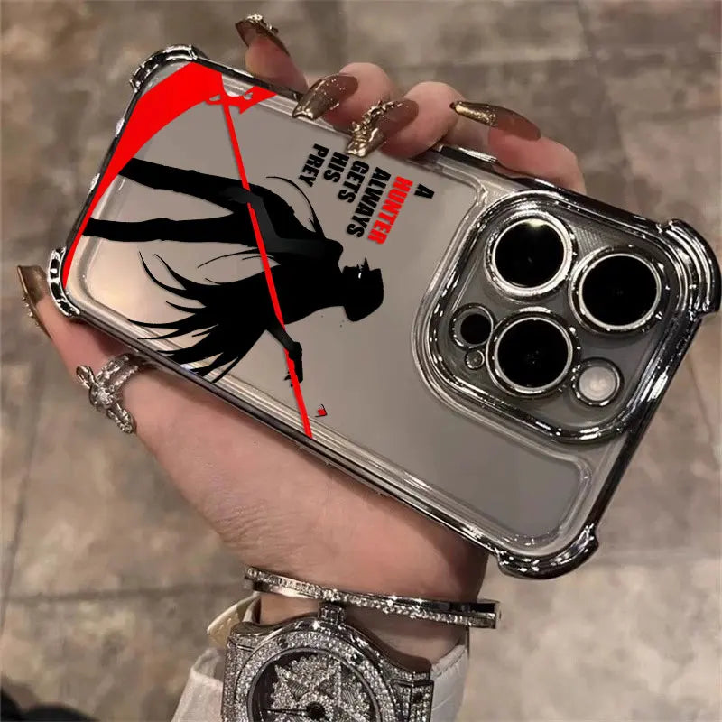 Black Hot Anime HUNTER×HUNTER Plating Case For Samsung S25 S24 S23 S22 S21 S20 FE Note20 Plus Ultra 4G 5G Anti Fall Airbag Cover