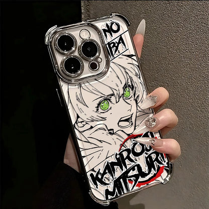 Anime Demons Slayers Plating Phone Case For iPhone 17 16e 16 15 14 13 12 11 Pro Max X XR XSMax 8 Mini Air Plus Anti-Fall Airabag