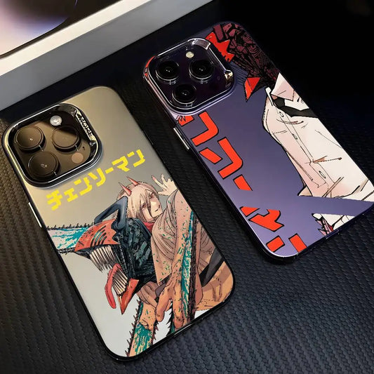 Anime C-Chainsaw Man Phone Case For iPhone 17 16 15 14 13 12 11 Pro Max Air multicolor Matte Laser Metallic Aurora Funda