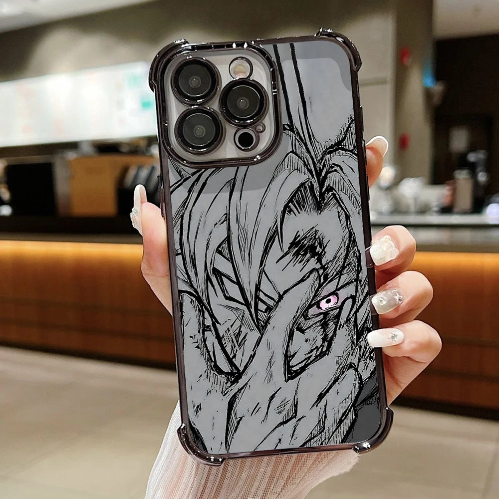 Dragon Ball anime sketch Plating Phone Case For iPhone 17 17e 16 15 14 13 12 11 Pro Max X XR 7 8 Mini Air Plus Anti-Fall Airabag