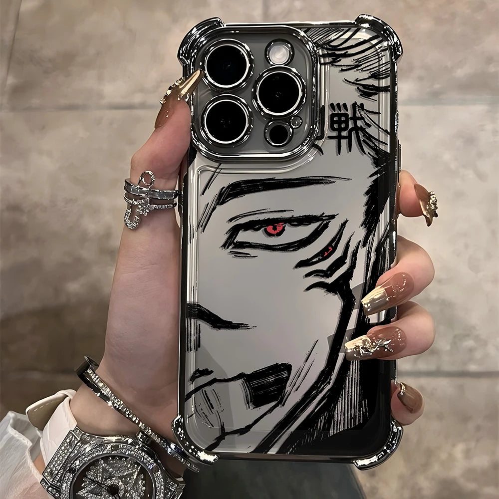 Jujutsu Kaisen Gojo Satoru New Plating Case For iPhone 16 15 14 13 12 11 Pro Max X XR XSMax 7 8 6 Plus Anti-Fall Airabag Back