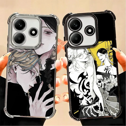 Tokyo Revengers Ran Haitani Rindou Plating Phone Case For Xiaomi Poco X6 X7 X8 Pro Max X5 X3 M8 M7 M5S Redmi 15C 15 14C 13C 17T