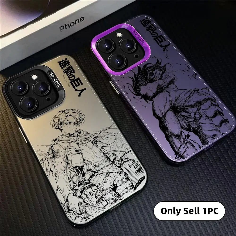 Hot Anime A-Attack on Titan Phone Case For iPhone 17 16 15 14 13 12 11 Pro Max Designer Matte Laser Aurora Funda Phone Case