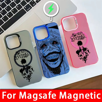 Anime Solos Levelings Magsafe Magnetic Phone Case for IPhone 11 12 13 14 15 16 Pro Max Plus Lens Creative Border Cover