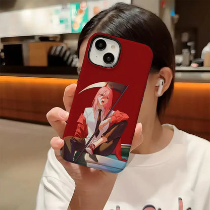 Power Chainsaw Man Anime Phone Case Hard PC For IPhone 16 Pro Max 16 15 14 Plus 13 12 11 Two-in-one Glossy HD Cover