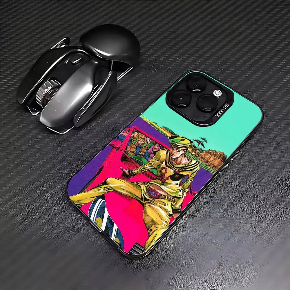 JOJOS B-Bizarres Adventures Phone Case For iPhone 17,16,15,14,13,12,11 Plus,Pro Max,Colored Silver Phone Case