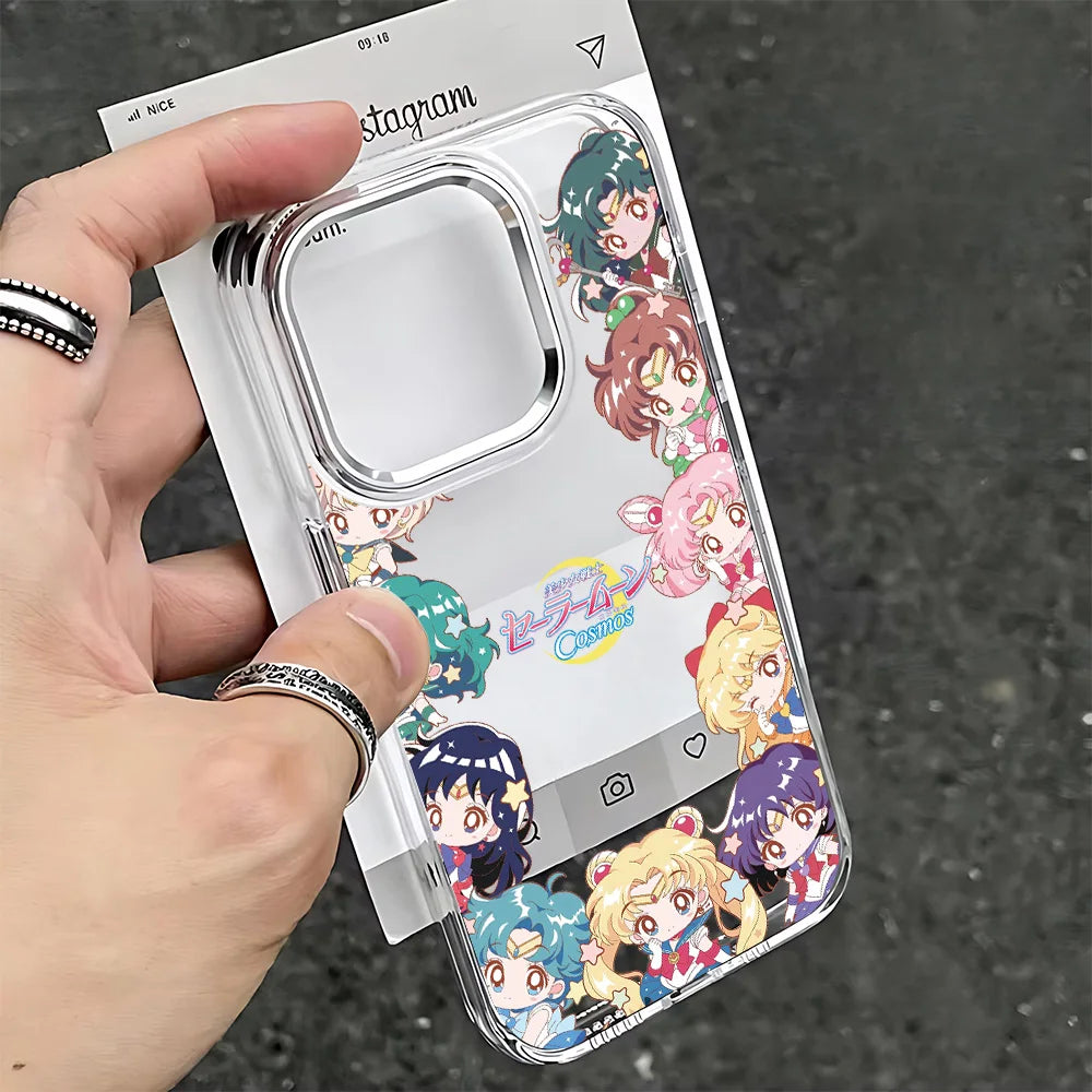 Anime S-Sailors M-Moons Phone Case For iPhone 17 16e 16 15 14 13 12 11 mini Pro Max X XR XSMAX 8 7 Air Plus Clear Soft Cover