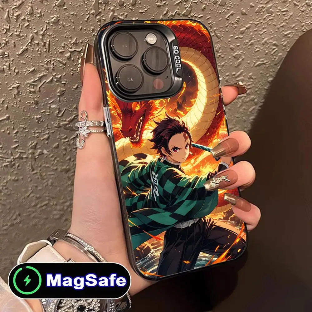 Demon Slayer Tanjiro Phone Case for iPhone 16 15 14 13 12 11 Pro Max Plus MagSafe Translucent Colour Printing Smartphone Cover