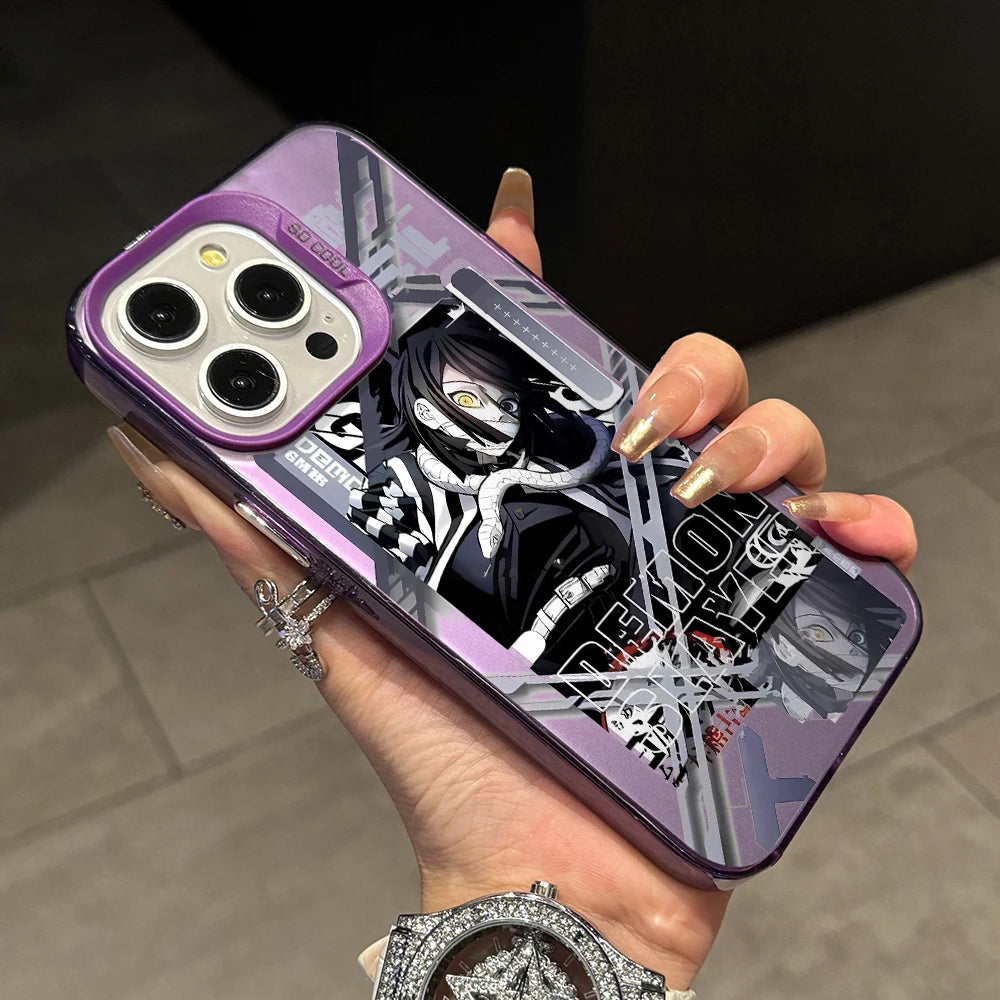 Demon Slayer Iguros Obanaies Phone Case for iPhone 17 Air 16 16e 15 14 Plus 13 12 11 Pro Max X Xs XR 8 Silver Hard Cover