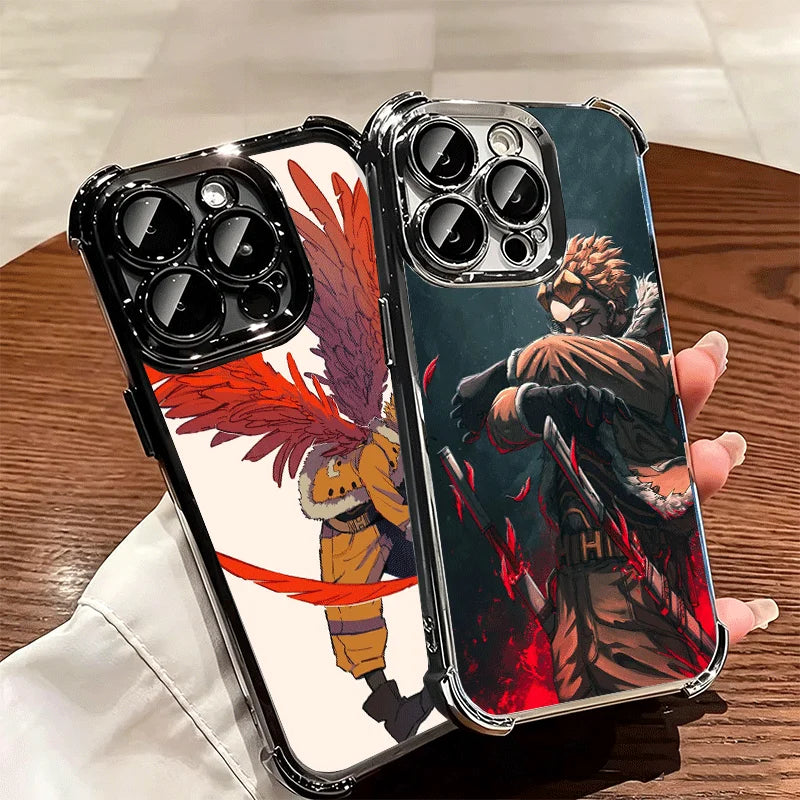 MHA My Hero Hawks Soft Phone Case For iPhone 15 16 17 Air 14 Pro Max 16E Plus 13 12 Mini Plating Anti-Fall Fundas