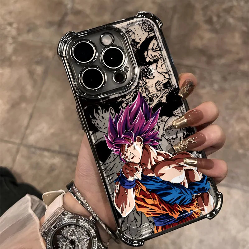 Hot Anime Plating Phone Case For iPhone 17 17e 16e 16 15 14 13 12 11 ProMax X XR Mini Air Plus Anti-Fall Airabag D-Dragons Balls