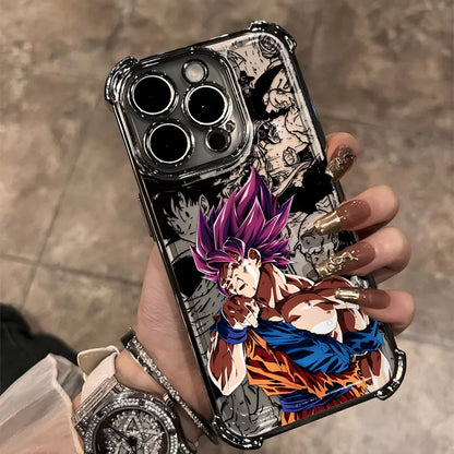Hot Anime Plating Phone Case For iPhone 17 17e 16e 16 15 14 13 12 11 ProMax X XR Mini Air Plus Anti-Fall Airabag D-Dragons Balls