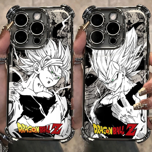 Black Comics D-Dragons Plating Phone Case For iPhone 17 17e 16e 16 15 14 13 12 11 ProMax Mini Air Plus Anti-Fall Airabag B-Balls