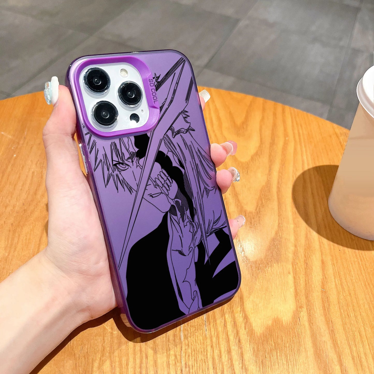 Black Anime Bleachs Kurosaki Ichigo Phone Case For iPhone 16 15 14 13 12 11 Pro Max X XR XSMAX 8 7 Plus Candy Matte Back Cover