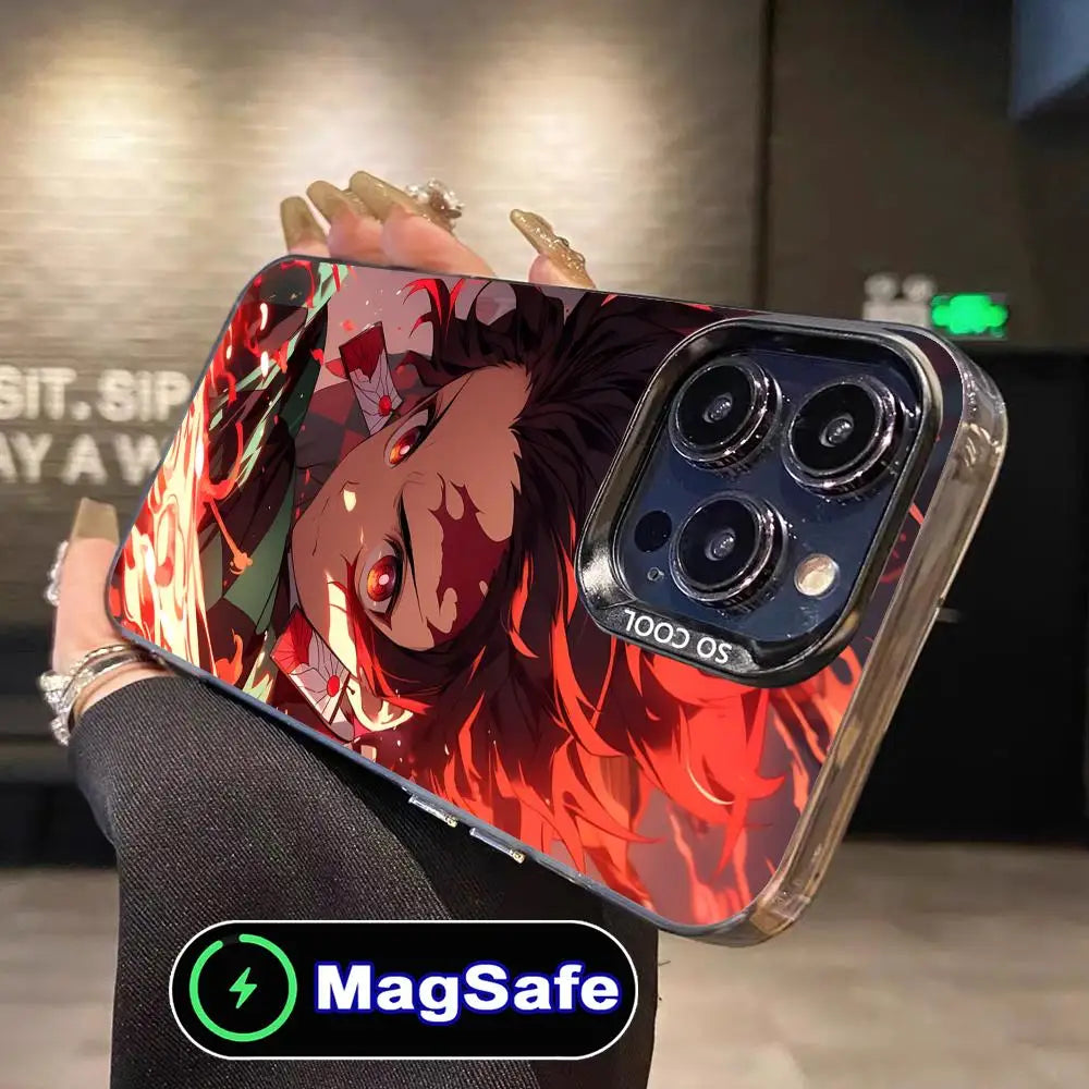 Demon Slayer Tanjiro Phone Case for iPhone 16 15 14 13 12 11 Pro Max Plus MagSafe Translucent Colour Printing Smartphone Cover