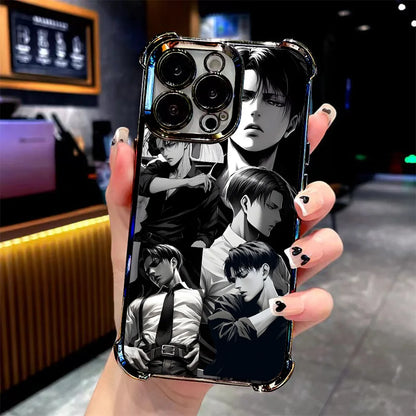 Anime Attack On Titan Levi Plating Phone Case For iPhone 17 16e 16 15 14 13 12 11 Pro Max X 7 8 Mini Air Plus Anti-Fall Airabag
