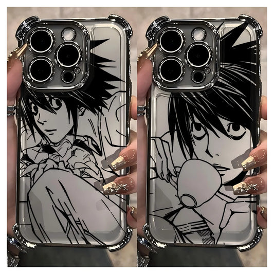 Anime Death Note Plating Phone Case For iPhone 17 17e 16e 16 15 14 13 12 11 Pro Max X XR XSMax 8 Mini Air Plus Anti-Fall Airabag