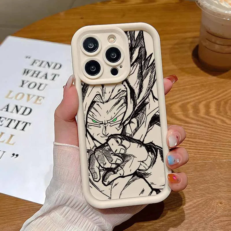 Anime Vegeta Goku Phone Case For Apple iPhone 17 Air 16E 16 15 14 13 12 Mini Pro Max Plus Eyes Ladder Soft Cover